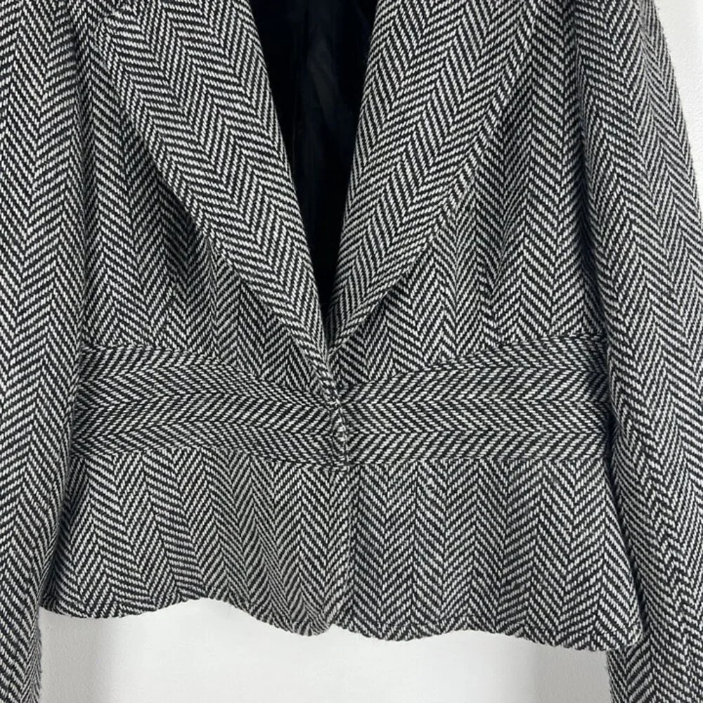 ECI New York Cropped Blazer‎ sz 10 Black & While Herringbone Office Attire